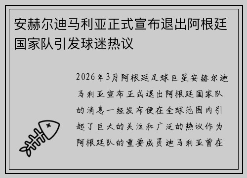 安赫尔迪马利亚正式宣布退出阿根廷国家队引发球迷热议